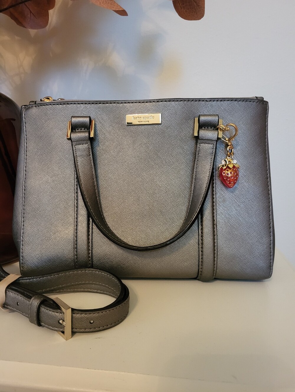 Kate Spade Newbury Ln Loden Satchel W Strawberry Charm